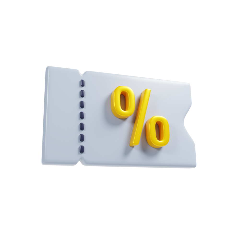 Sale discount coupon icon on 3d rendering. Online shopping discount concept png