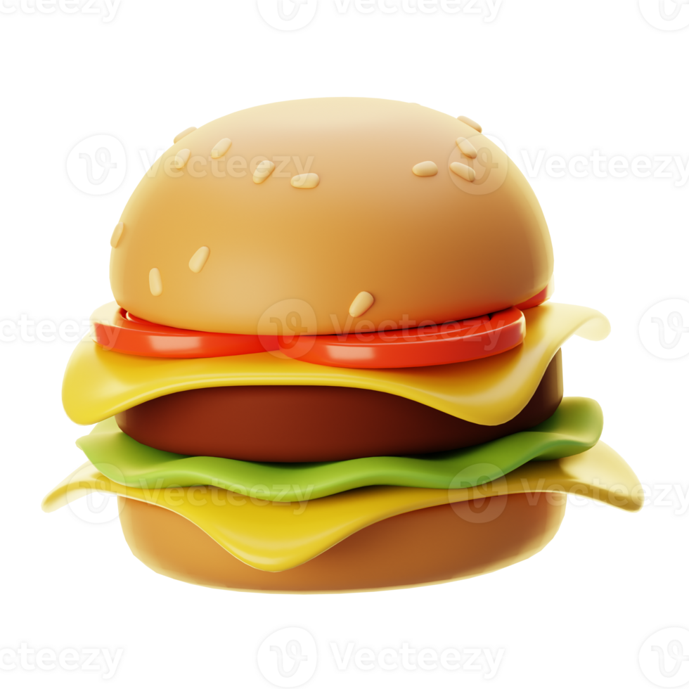 Fast food icon concept. 3d rendering burger icon png