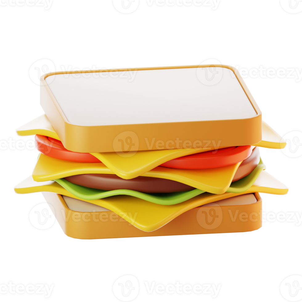 Fast food icon concept. 3d rendering sandwich icon png