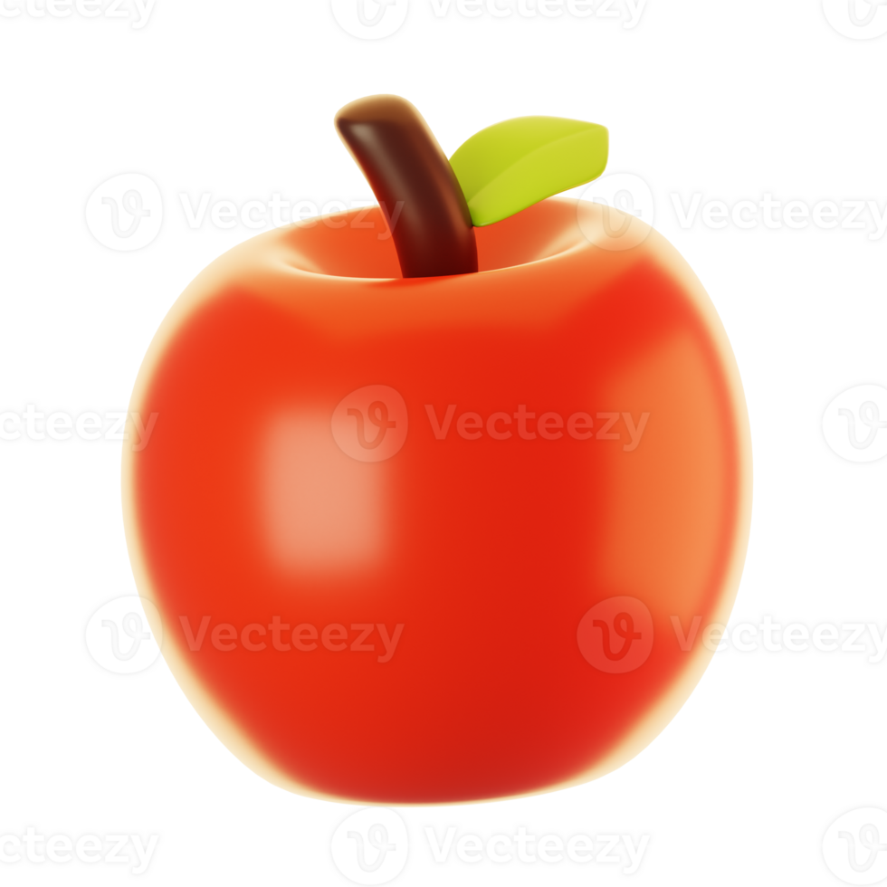 3d rendering apple fruit icon. Fresh fruit icon concept png