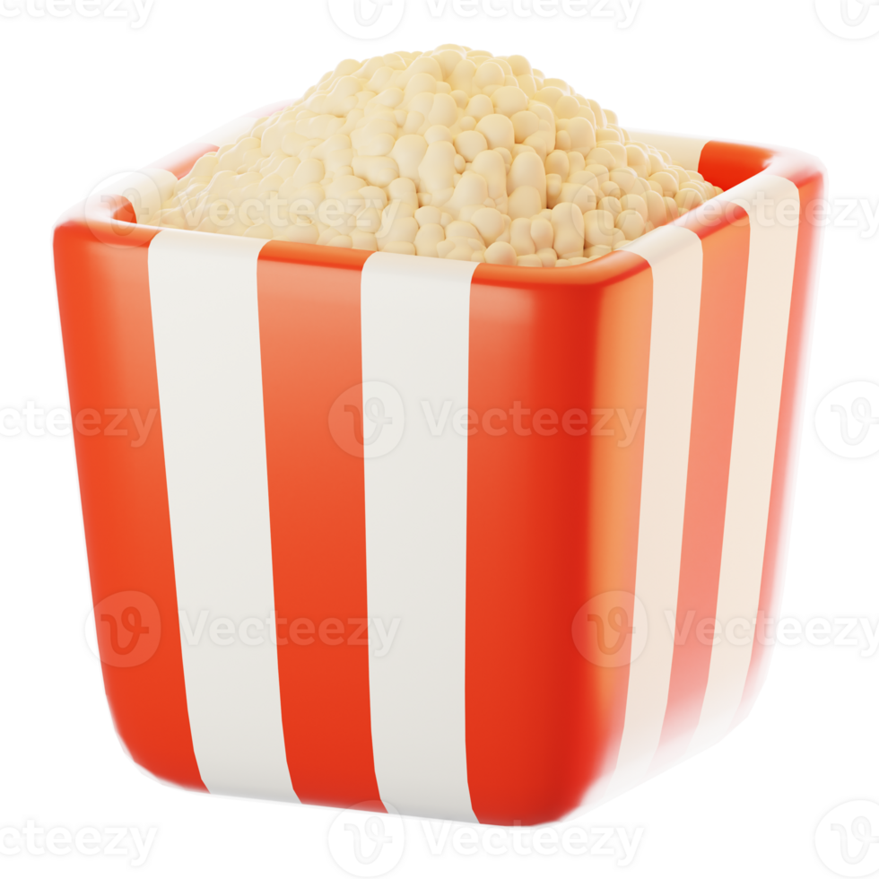 Fast food icon concept. 3d rendering popcorn icon png