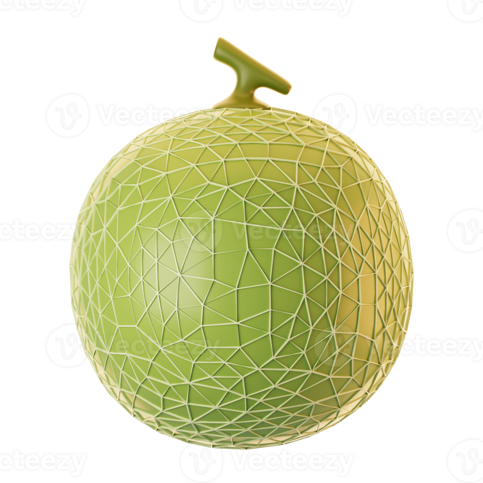 Fresh melon fruit icon on 3d rendering. 3d illustration of fruit icon png