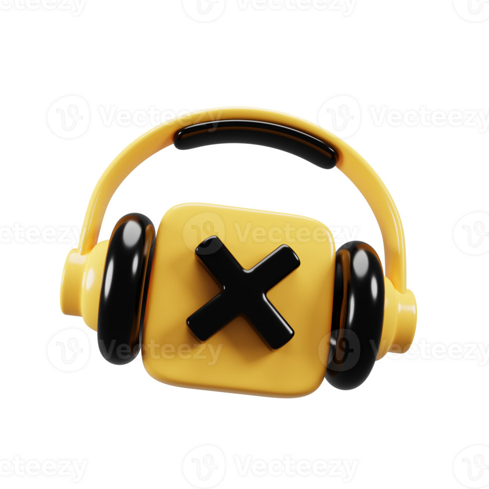 Multimedia icon with cartoon style concept. 3d rendering mute audio icon png