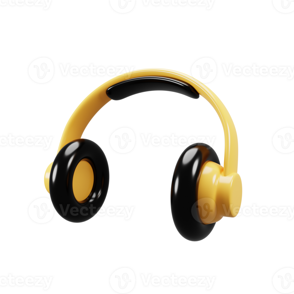 3d rendering headphone icon with cartoon style. Multimedia icon concept png