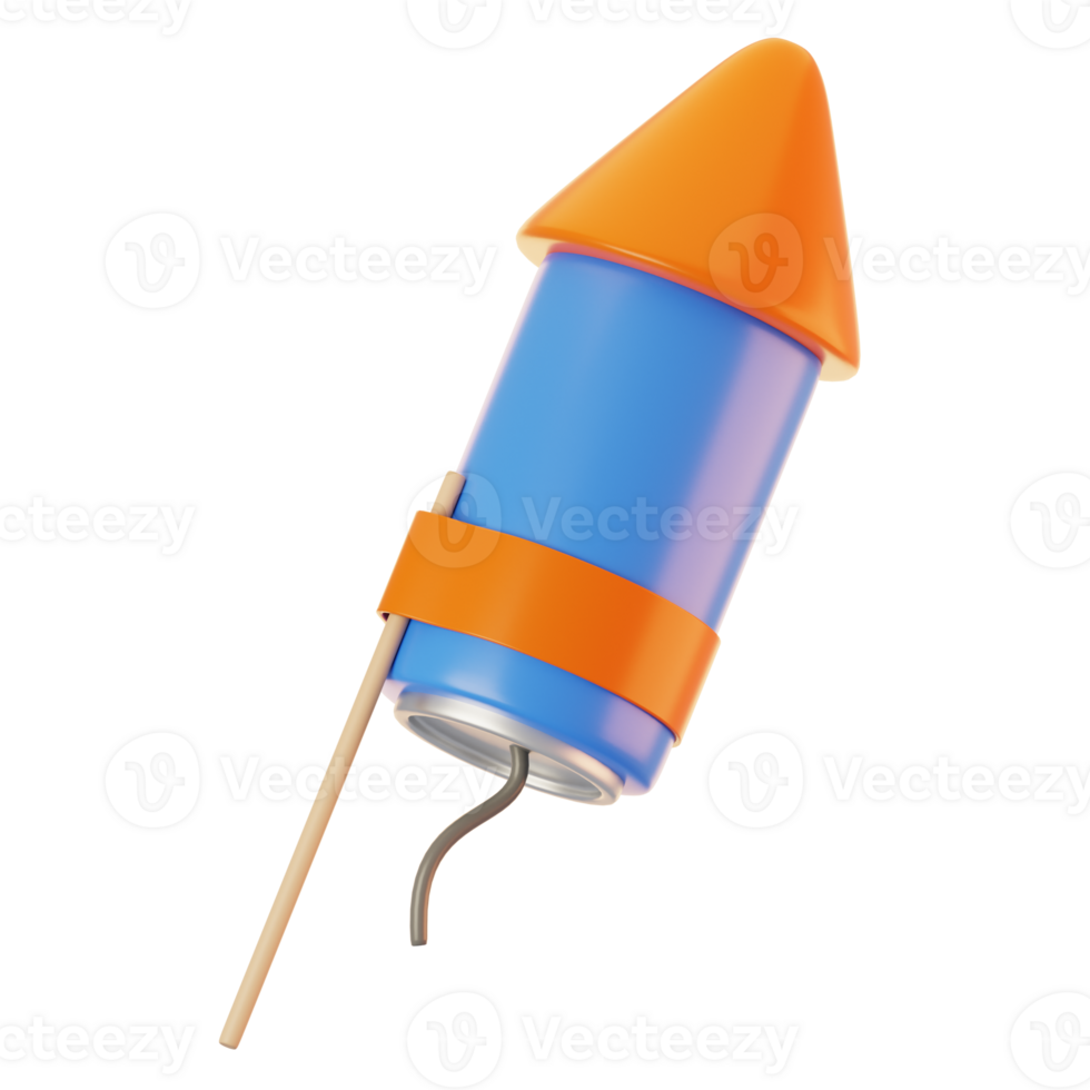 Firework icon on 3d rendering with cartoon style. 3d render new year icon concept png