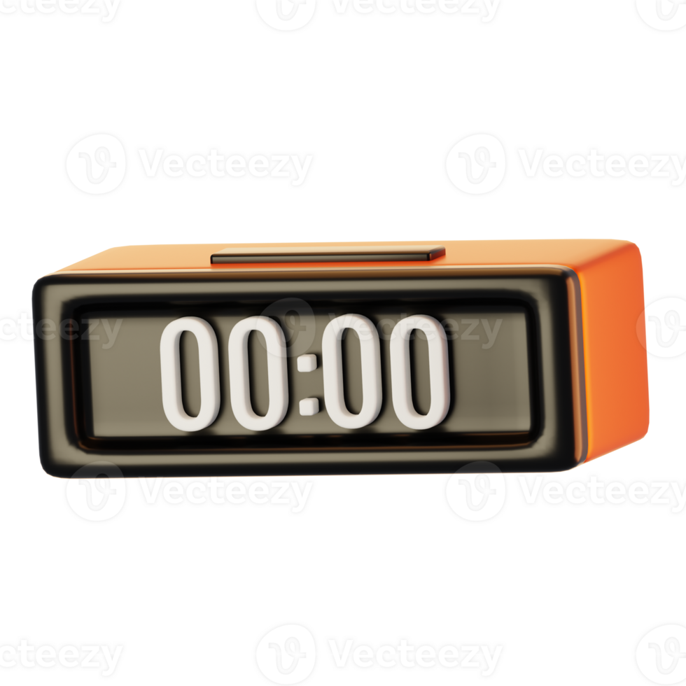 Digital clock icon on 3d rendering with cartoon style. 3d render new year icon concept png