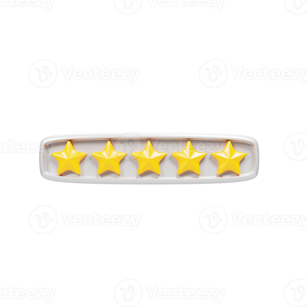 3d representación cinco estrella clasificación icono. en línea compras icono concepto png
