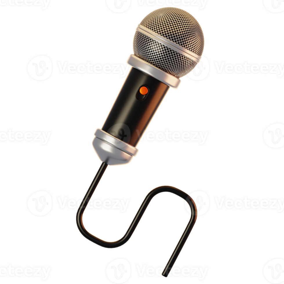 Microphone icon on 3d rendering with cartoon style png