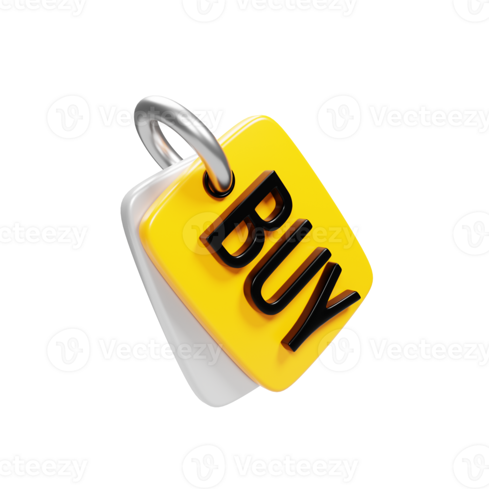 Online shopping icon concept. Yellow price tag icon on 3d rendering png