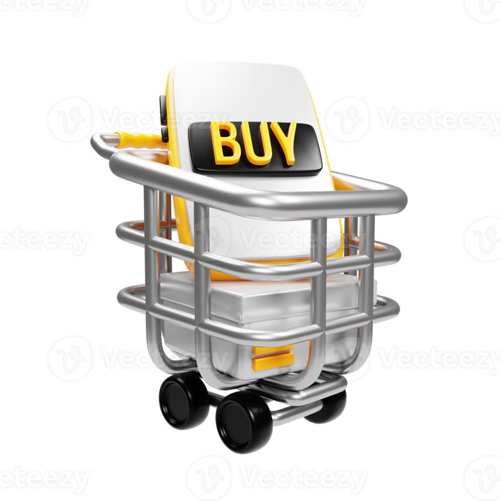Digital online shop promotion icon concept. 3d rendering cart icon png