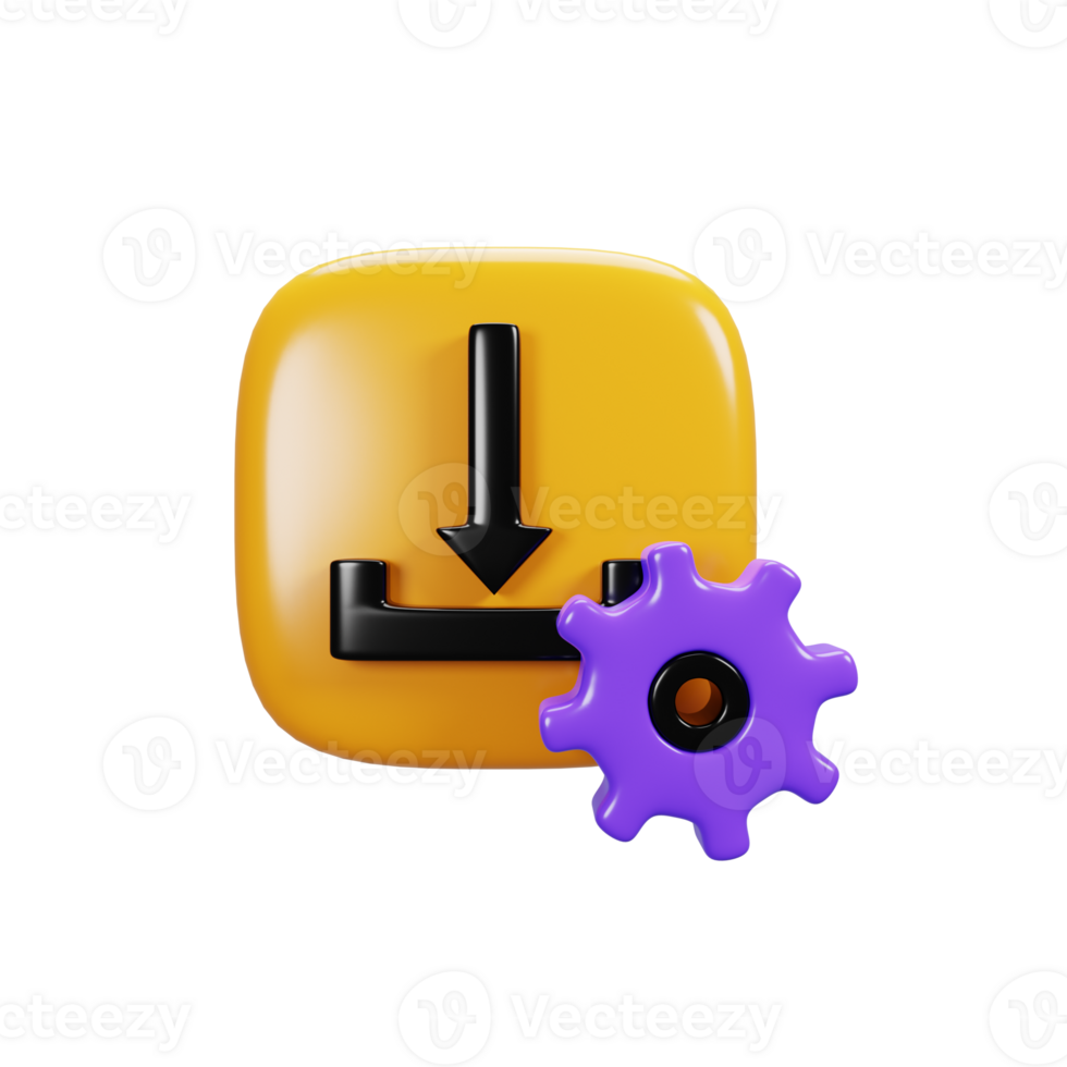 3d Renderização baixar configuração ícone. do utilizador interface ícone conceito png