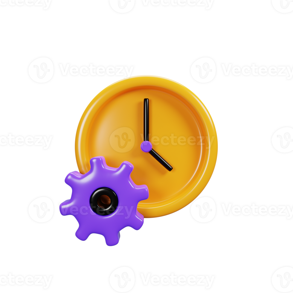 3d rendering clock setting icon. User interface icon concept png