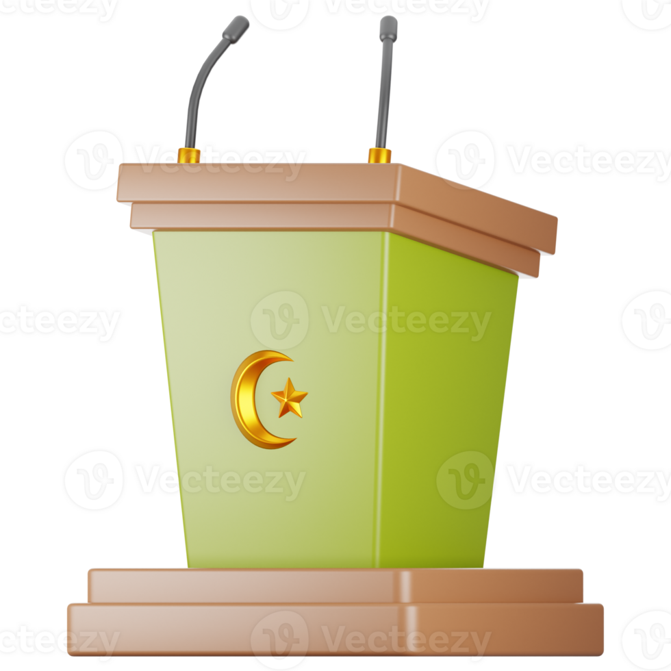 3d rendering ramadan icon concept. 3d illustration lectern icon png