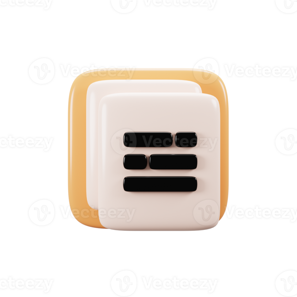 3d rendering document icon. Mobile phone user interface icon concept png