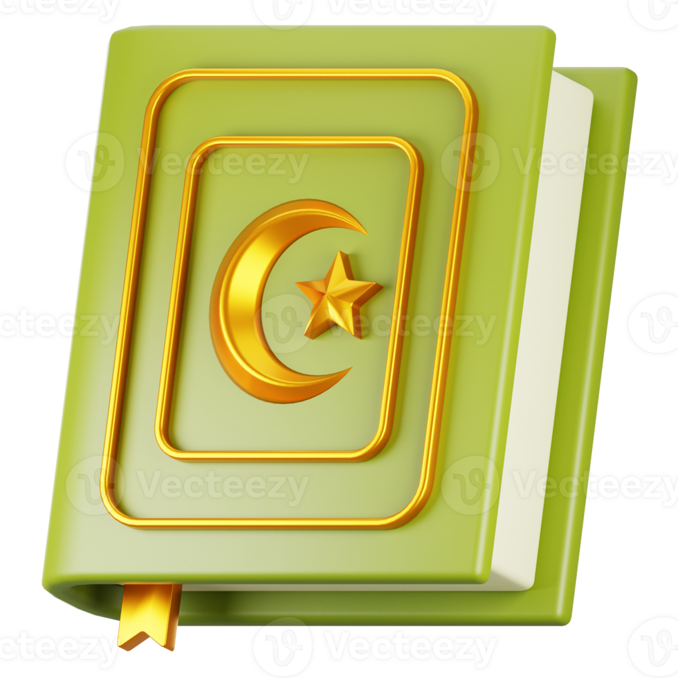 3d rendering ramadan icon concept. 3d illustration al quran icon png