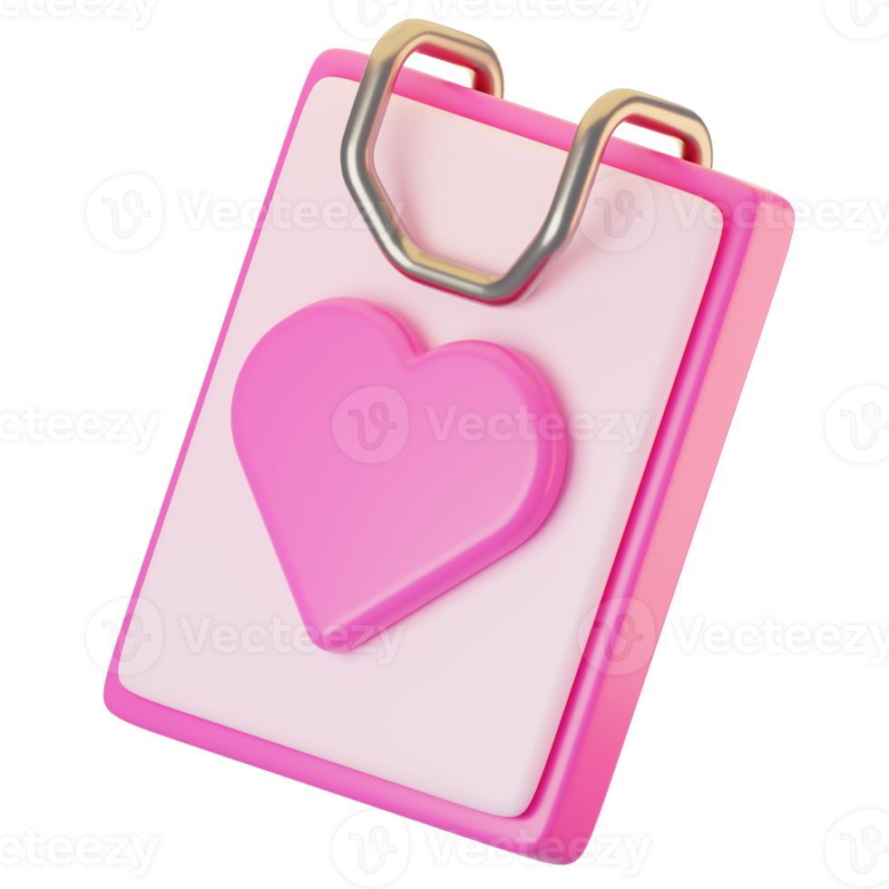 3d rendering love note icon with cartoon style. Valentine day icon concept png