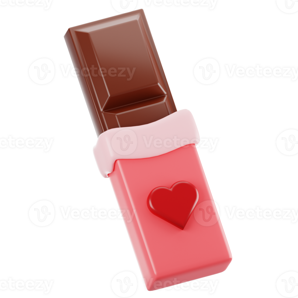 Valentine day icon concept on 3d rendering. 3d render love chocolate icon png