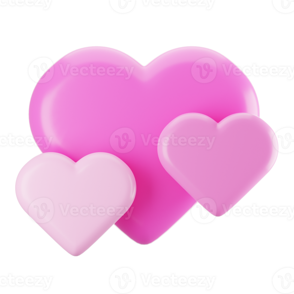 3d rendering heart icon. Valentine day icon concept png