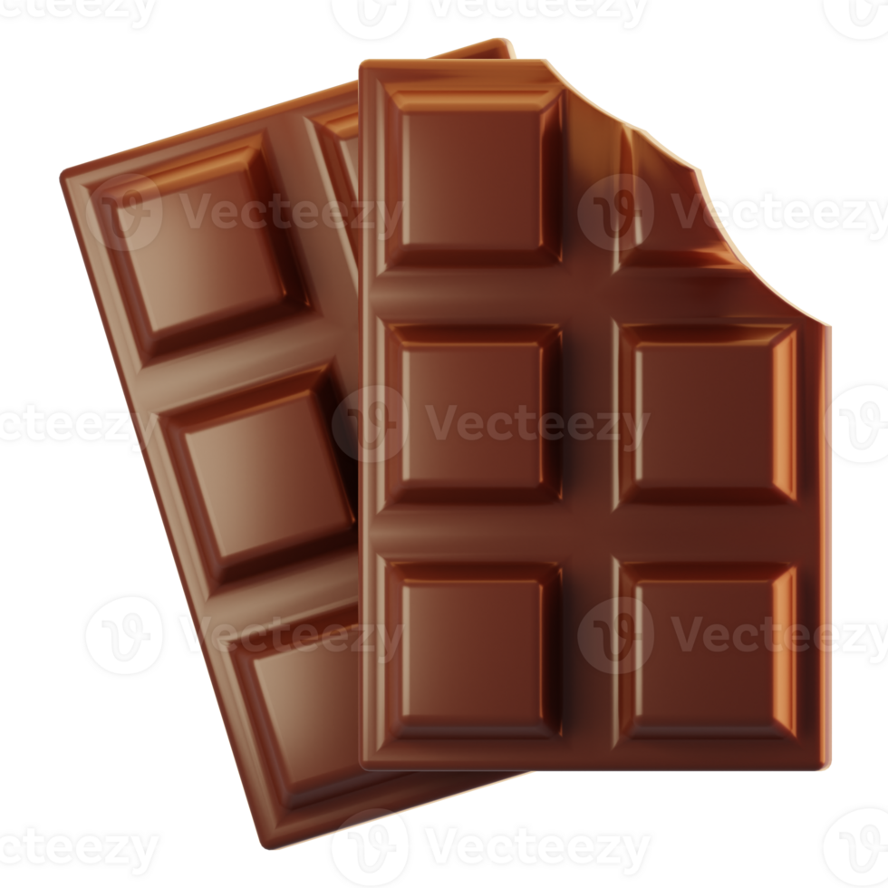 3d Renderização chocolate Barra ícone com desenho animado estilo png