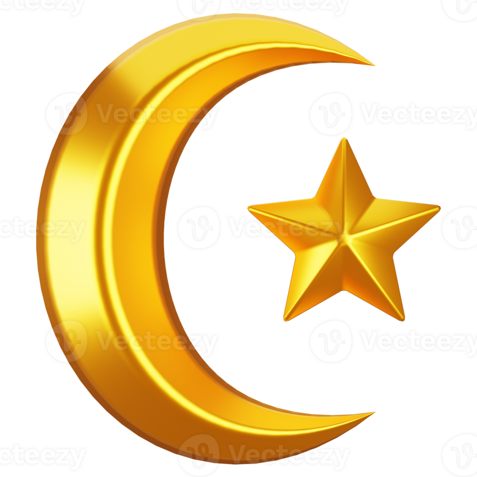 3d rendering ramadan icon concept. 3d illustration crescent moon icon png