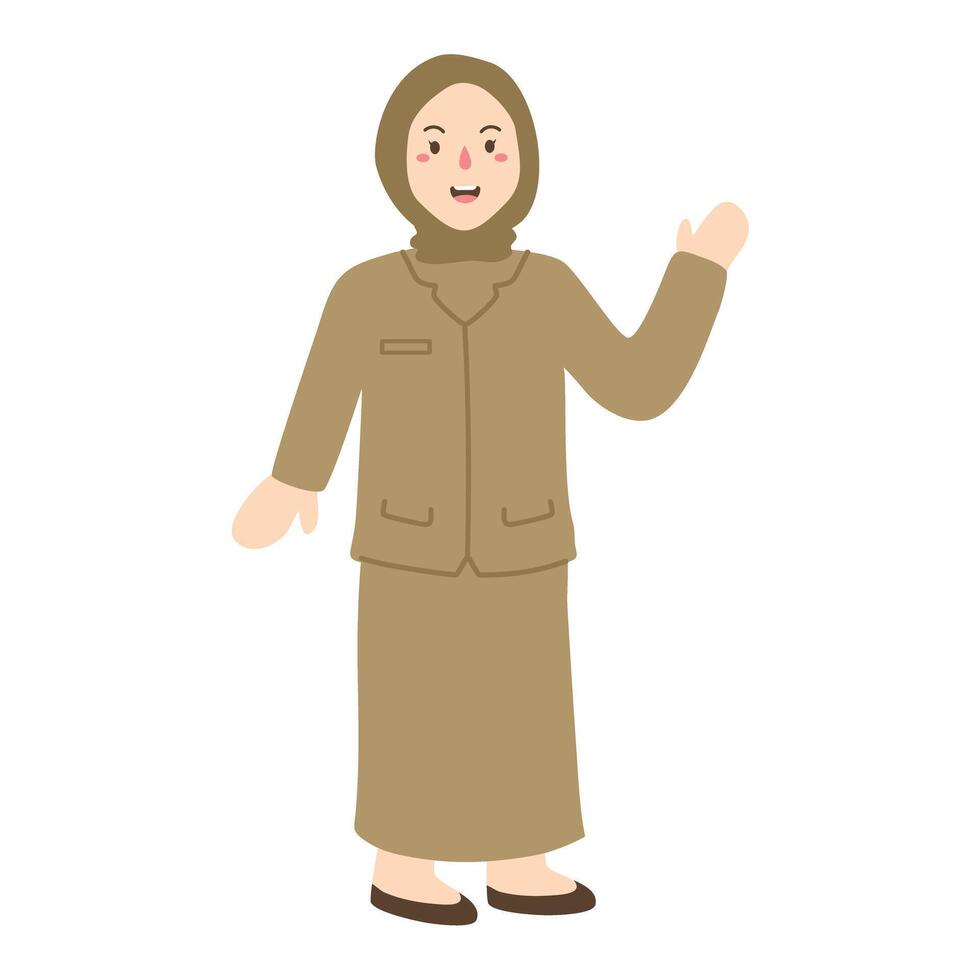 civil servant woman standing while pointing beside her vector