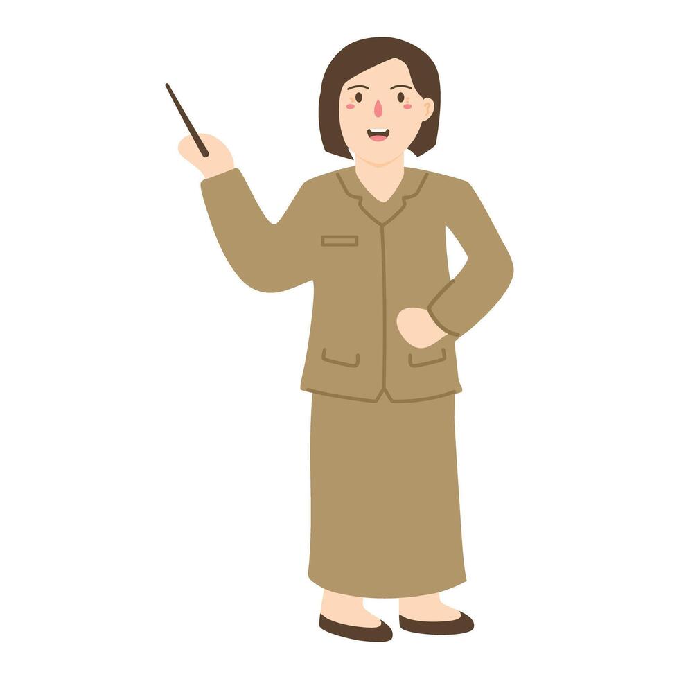 young civil servant woman standing while pointing beside her vector