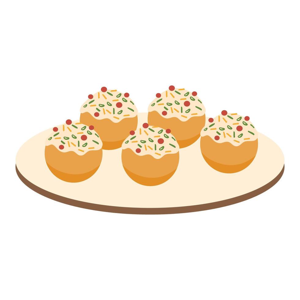 Dahi Batata Puri indian snack illustration vector