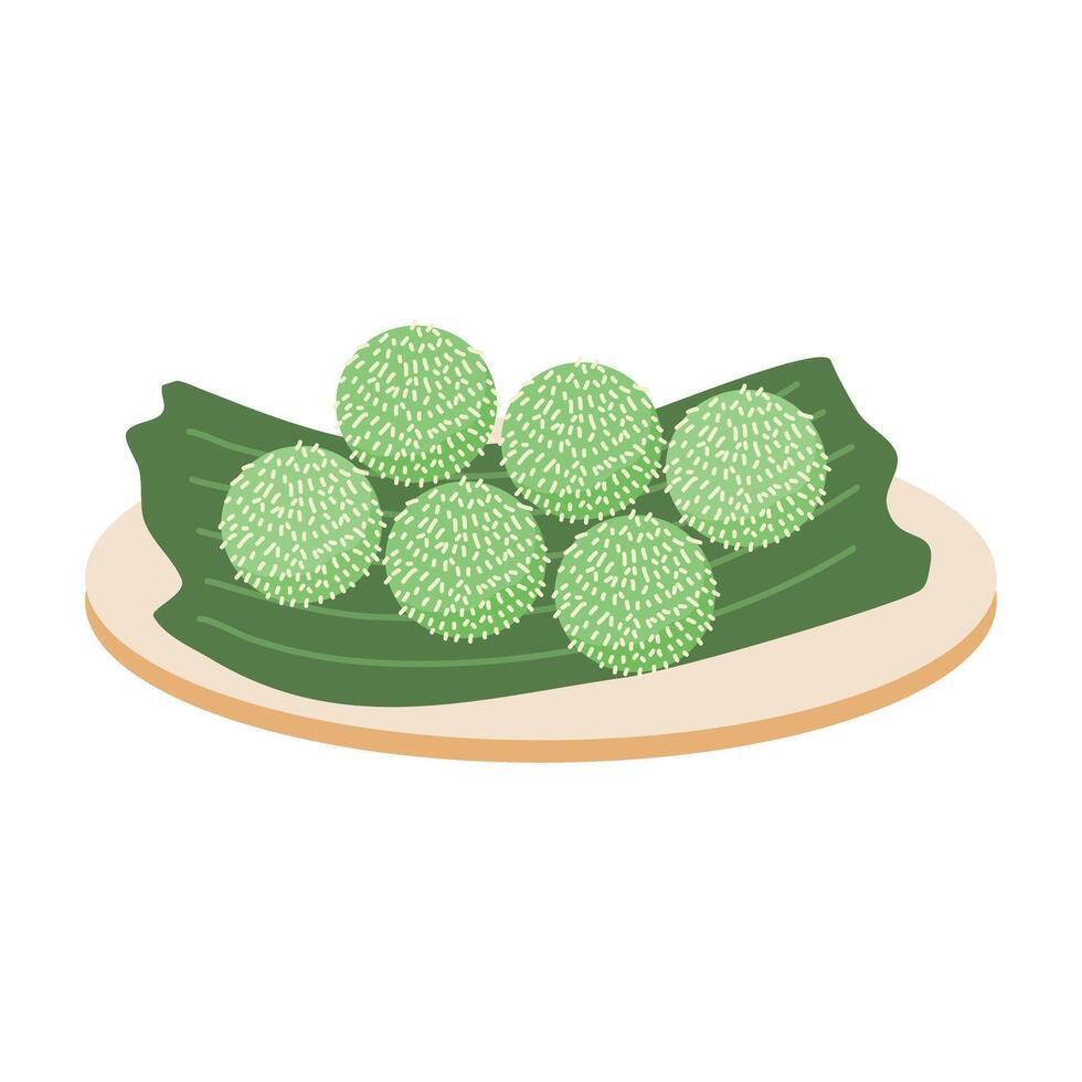 Klepon is Indonesian popular traditional snack illustration vector