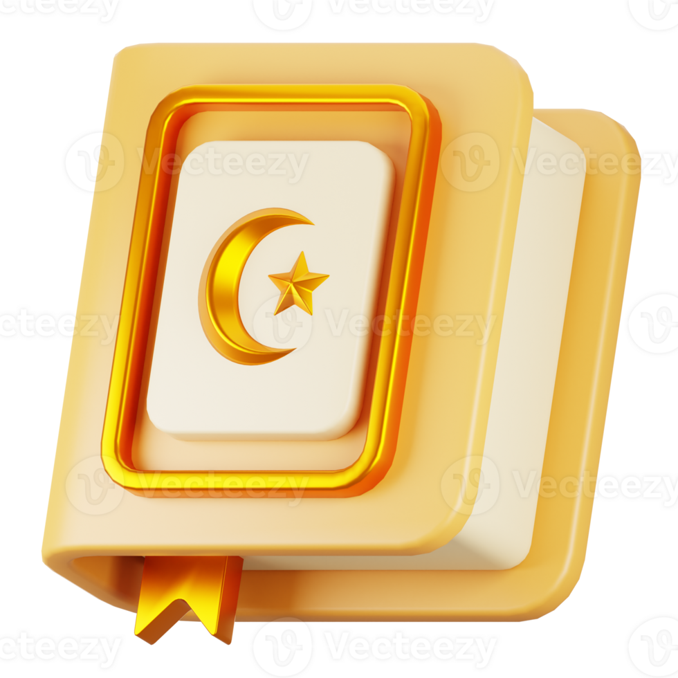 3d rendering ramadan icon concept. 3d illustration al quran icon png