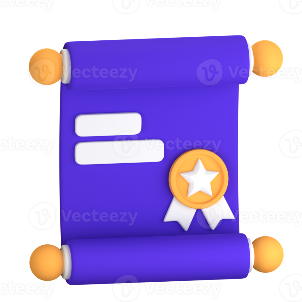 certificado 3d ilustración para uiux, web, aplicación, presentación, etc png