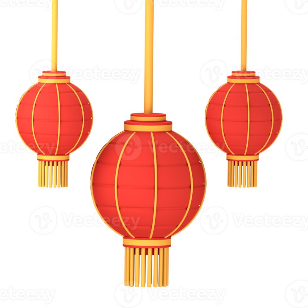 Chinese Lanterns 3D Illustration for uiux, web, app, presentation, etc png