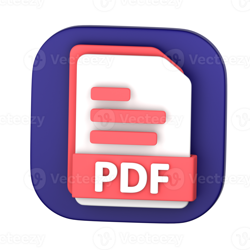 pdf fichier 3d illustration pour uiux, la toile, application, présentation, etc png