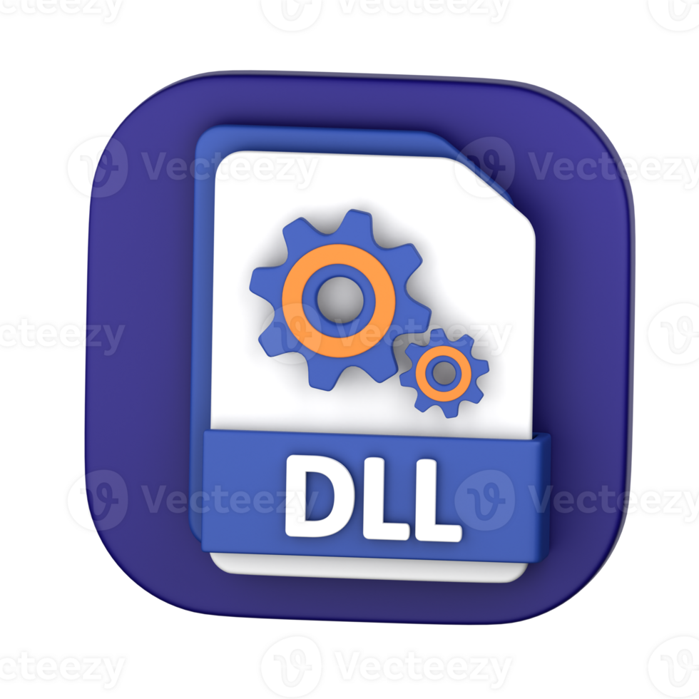 dll archivo 3d ilustración para uiux, web, aplicación, presentación, etc png
