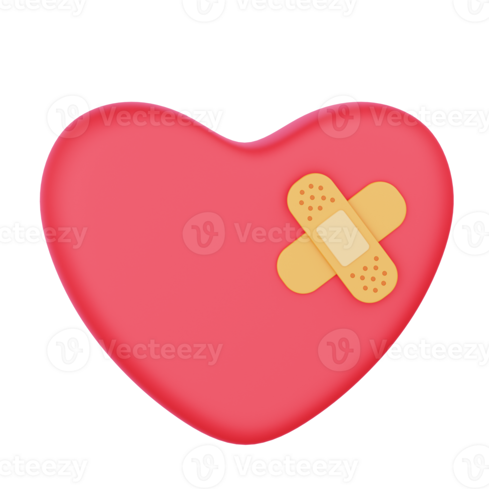 genezen hart 3d illustratie voor uiux, web, app, presentatie, enz png