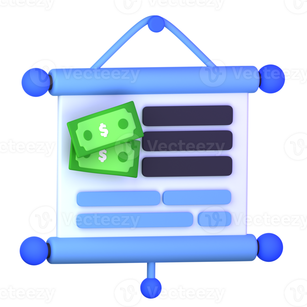 Geld Präsentation 3d Illustration zum uiux, Netz, Anwendung, Präsentation, usw png