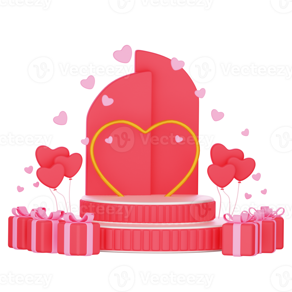 Valentinstag Podium 3d Illustration zum uiux, Netz, Anwendung, Präsentation, usw png