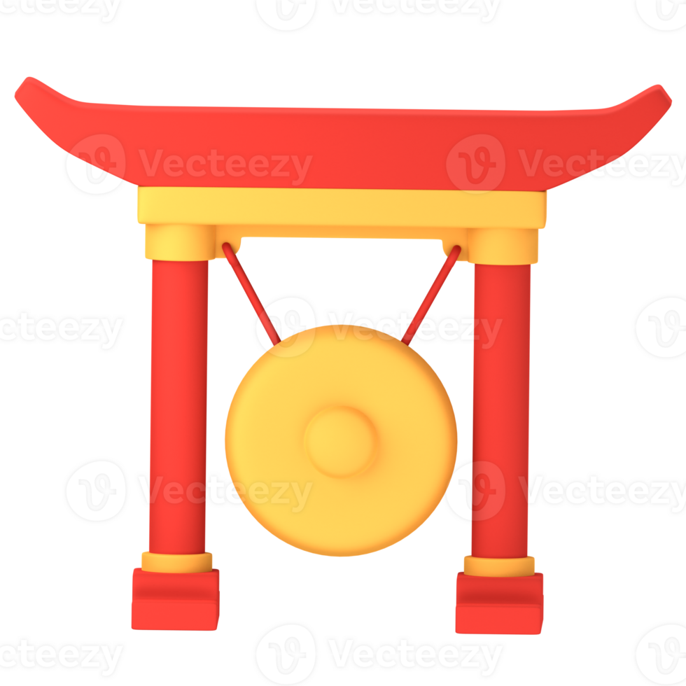 Chinese gong 3d illustratie voor uiux, web, app, presentatie, enz png