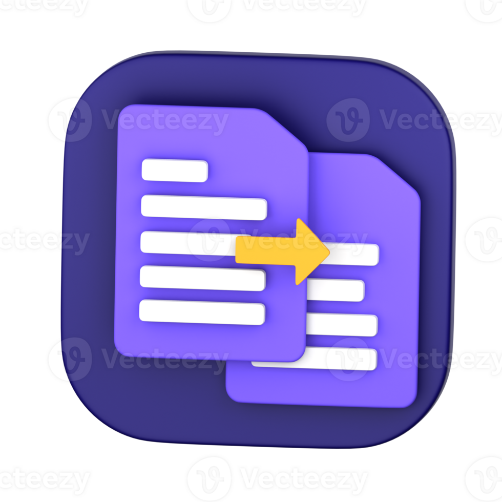 Kopieren Dateien 3d Illustration zum uiux, Netz, Anwendung, Präsentation, usw png