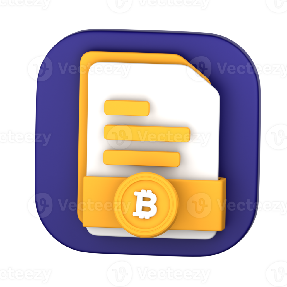 Bitcoin payment file 3D Illustration for uiux, web, app, presentation, etc png