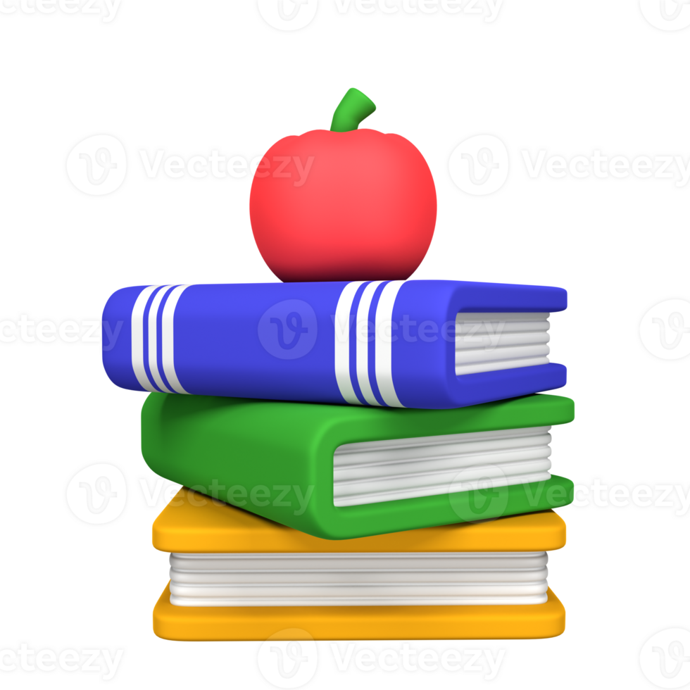 Book And Apple 3D Illustration for uiux, web, app, presentation, etc png