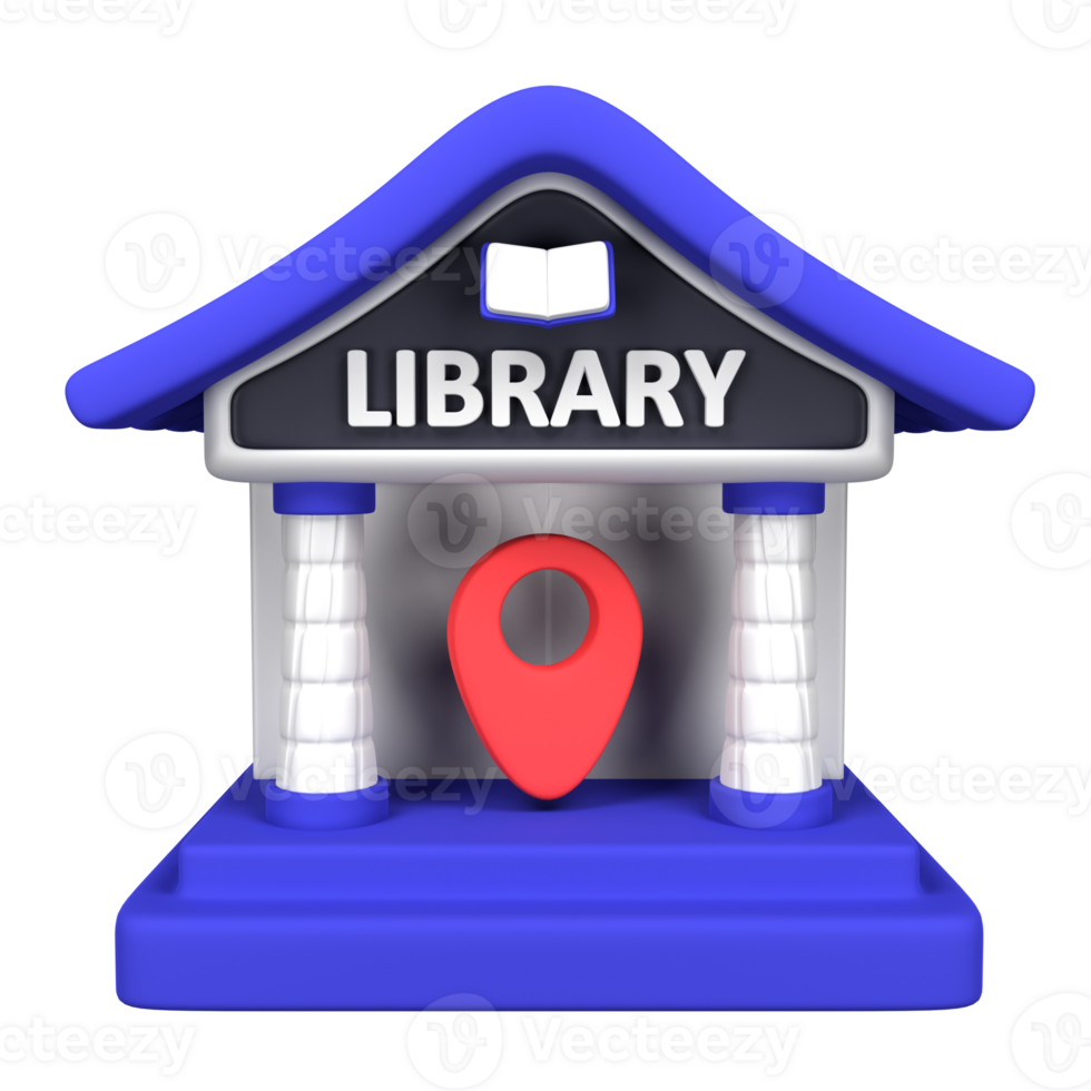 biblioteca Posizione 3d illustrazione per uix, ragnatela, app, presentazione, eccetera png