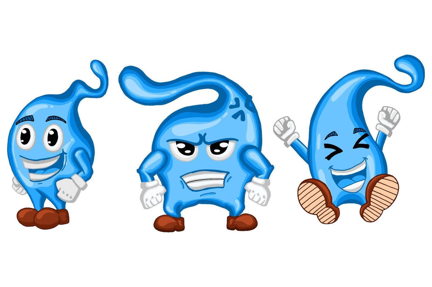 Set Of Water Drop Cartoon Mascot Vector