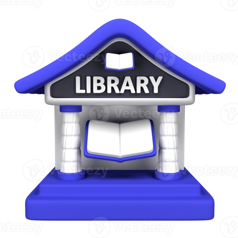 bibliotheek gebouw 3d illustratie voor uiux, web, app, presentatie, enz png