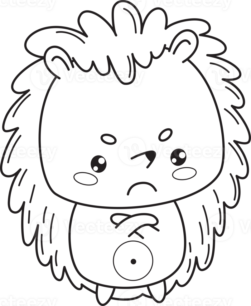Disgruntled angry outline hedgehog png