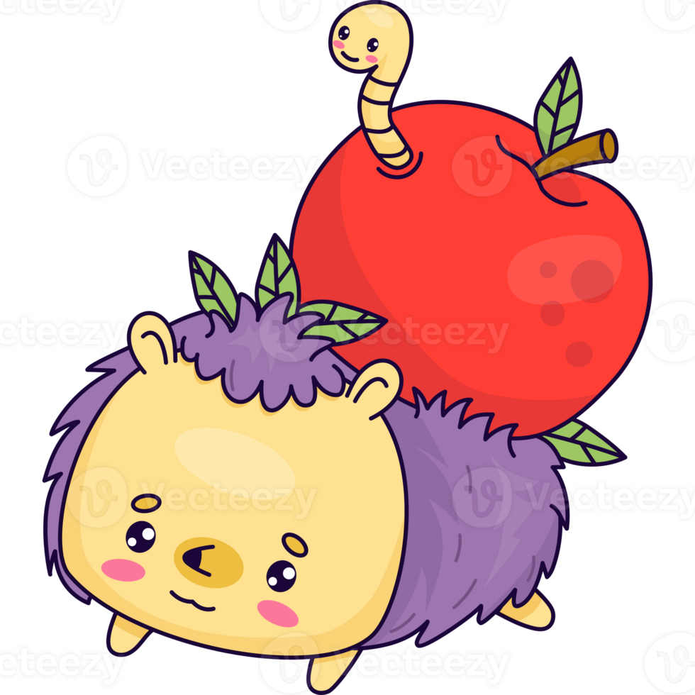 egel met groot appel png