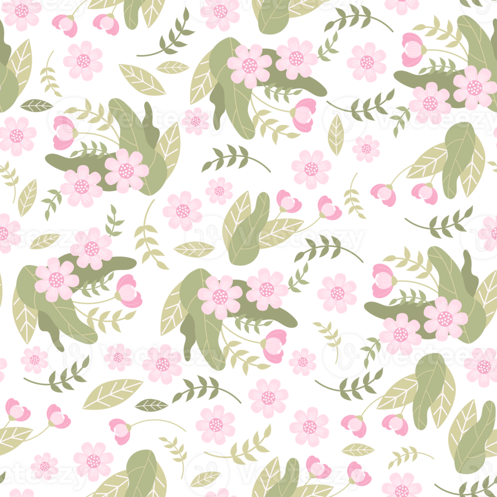 Floral seamless pattern. Gently pink flowers png