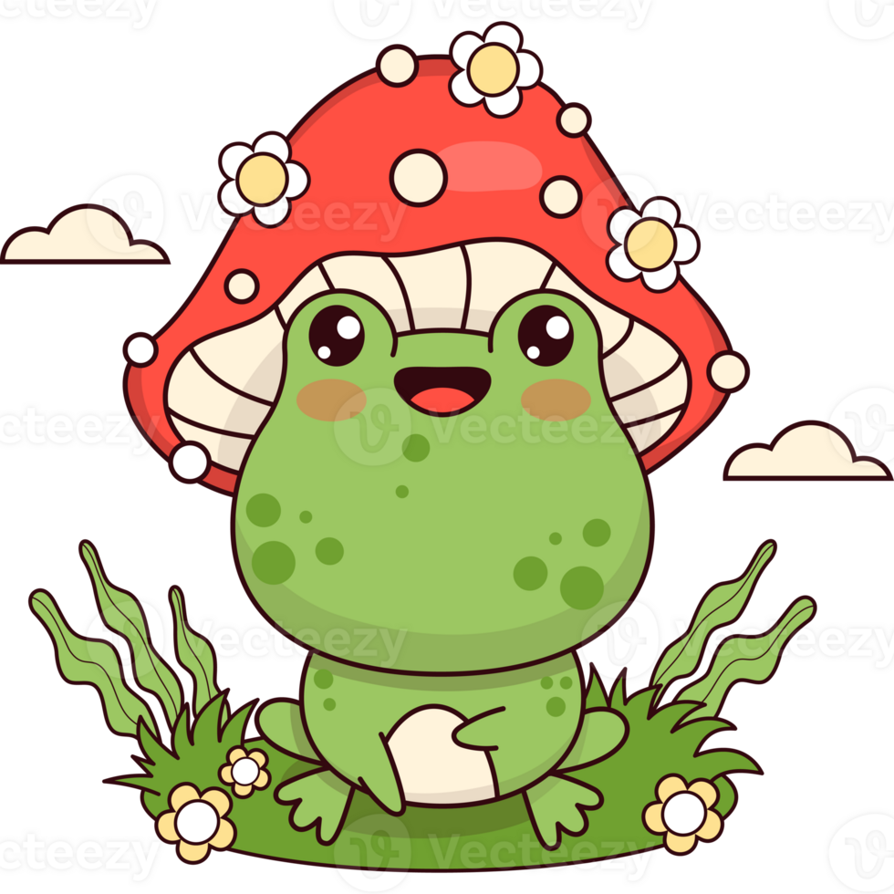 Cute frog fly agaric png