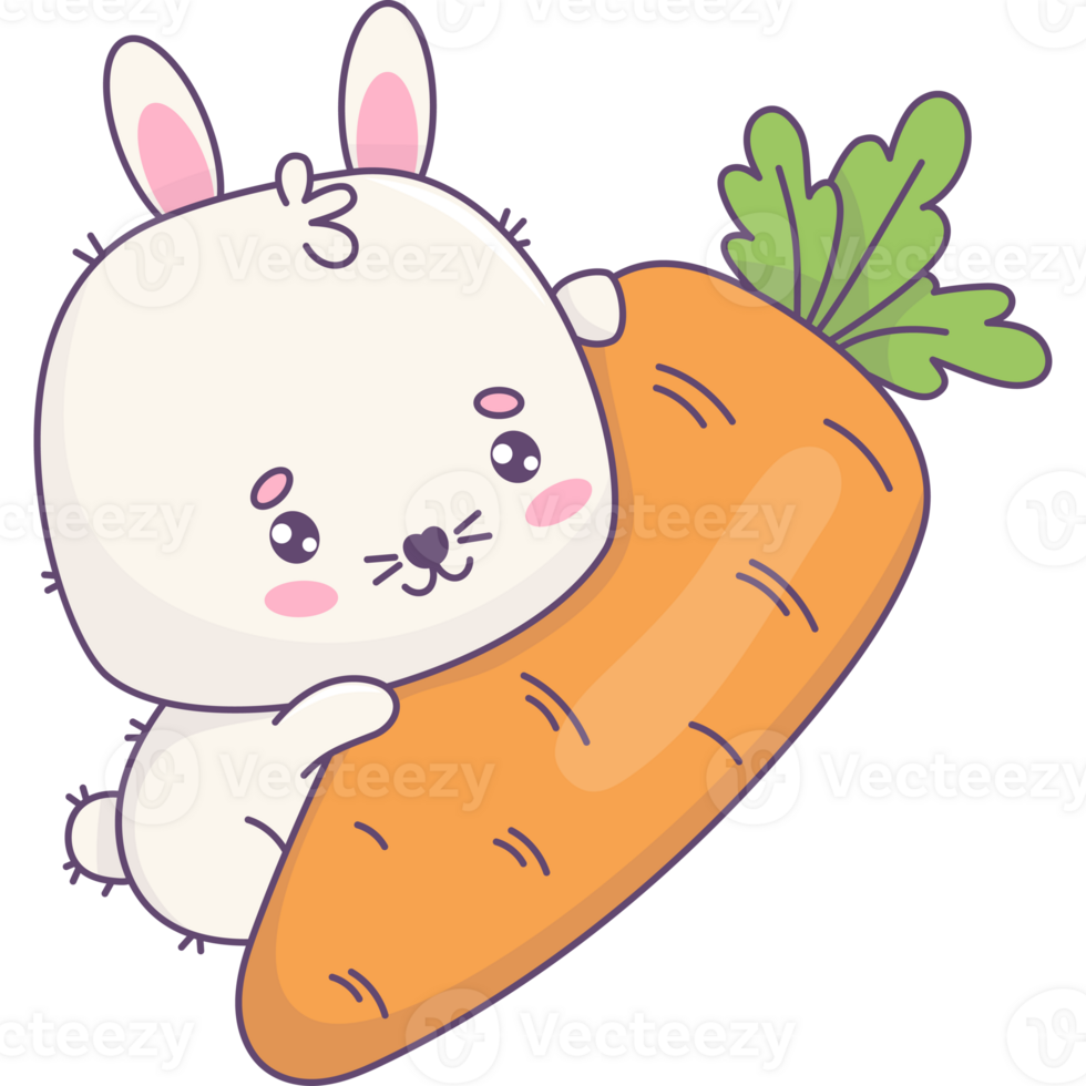 Cute bunny with carrot png