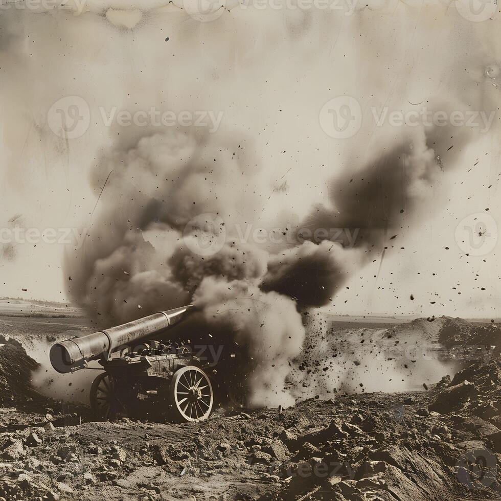 AI generated Artillery firing thunderous power photo