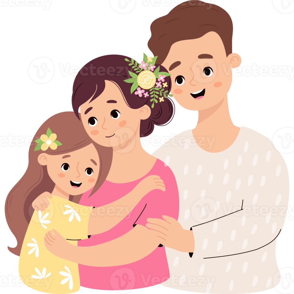 Happy family  father, mother and daughter png